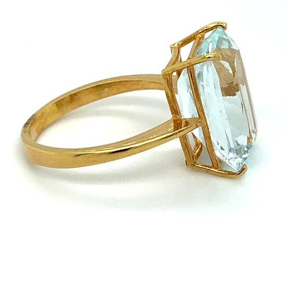 Certified Aquamarine 9.21ct Solid 22K Gold Ring - Picture 3 of 8